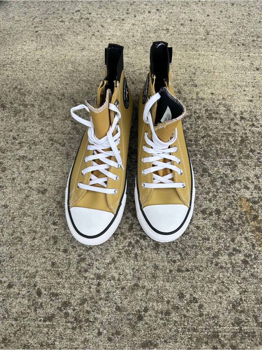 Adult Converse water resistant high tops in Mustard Yellow with White Accents
